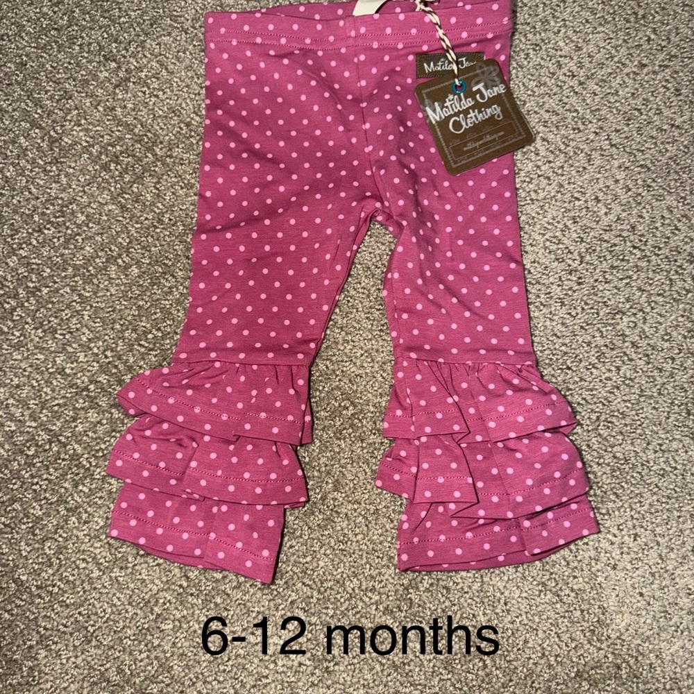 Matilda Jane Pink Polka Dot Ruffle Leggings